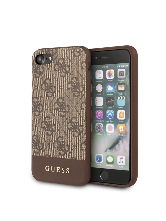 Etui na telefon Guess, Brązowe, 4G Bottom Stripe Collection