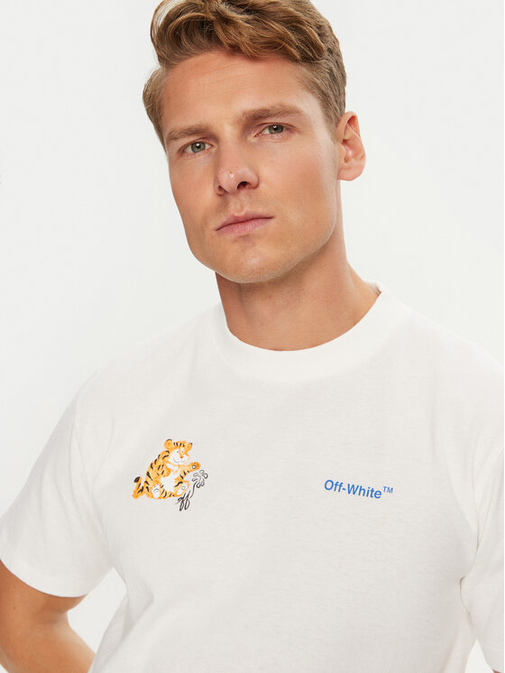 Off-White Off-White T-Shirt OMAA027T22JER0070145 Biały Regular Fit