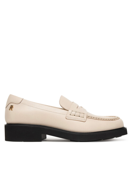 Tommy Hilfiger Tommy Hilfiger Slipper Elettra Penny Leather FW0FW09360 Écru