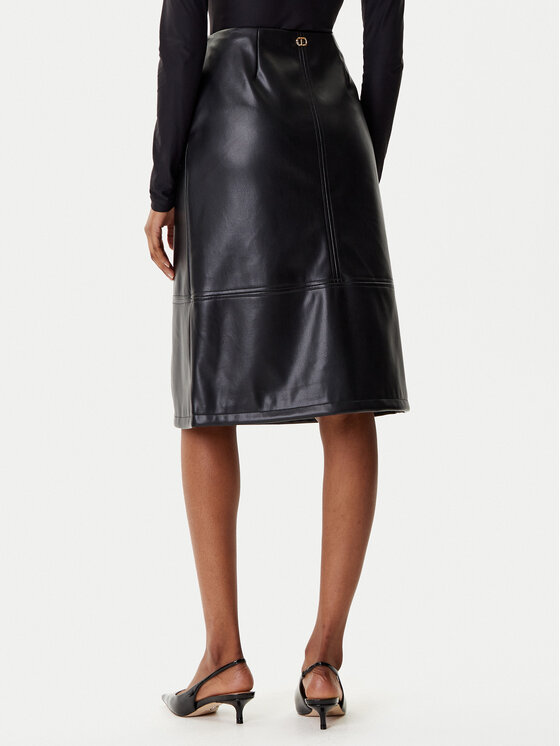 TWINSET TWINSET Suknja od imitacije kože 252TP2233 Crna Regular Fit