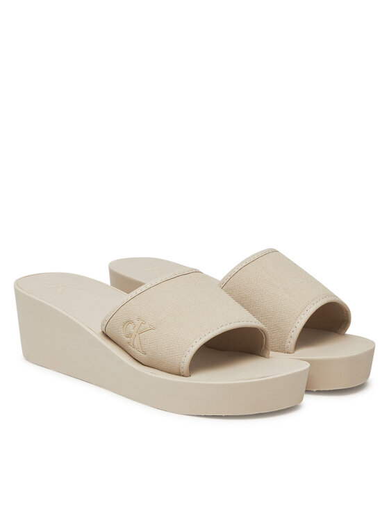 Calvin Klein Jeans Calvin Klein Jeans Papucs Beach Wedge Slide Canvas YW0YW01725 Bézs