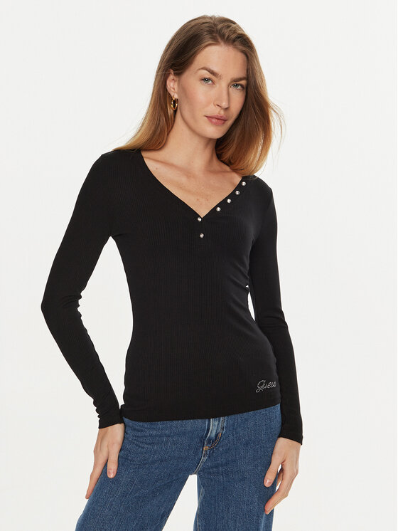 Guess Blúzka Kyla W4BP51 KBCO2 Čierna Regular Fit