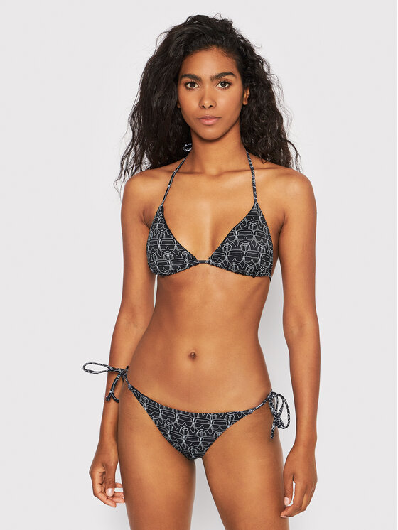KARL LAGERFELD Gornji del bikini Ikonic All-Over KL22WTP13 Črna