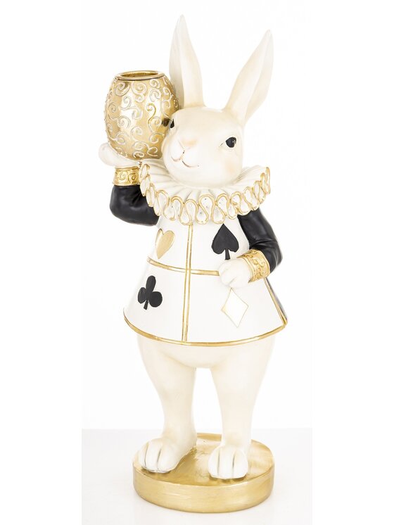 MIAhome MIAhome Figurka króliczka LUISA ze złotym wazonem Biały