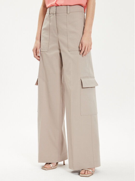 BOSS Boss Kalhoty z materiálu Teneria 50512874 Écru Straight Fit