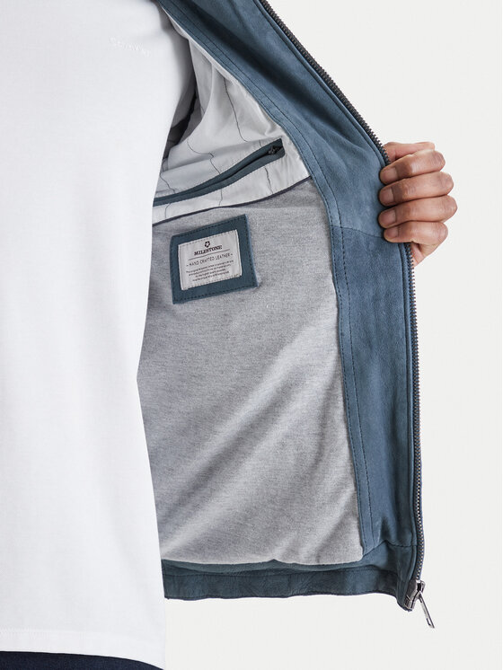 Milestone Milestone Kožená bunda Rivoli 612205 60785 Modrá Regular Fit