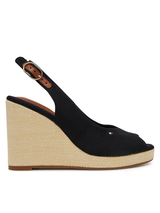 Tommy Hilfiger Tommy Hilfiger Espadrilles Flag High Wedge Espad Slingback FW0FW08597 Fekete
