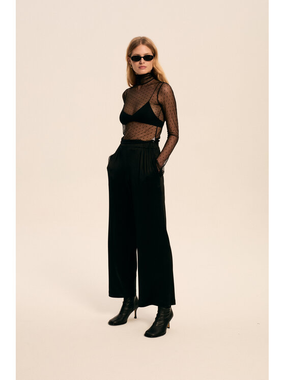 Melismee Stockholm Melismee Stockholm Spodnie materiałowe Eleganckie spodnie regular fit Czarny Regular Fit