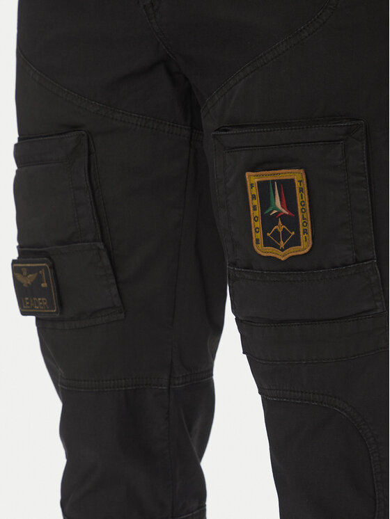 Aeronautica Militare Aeronautica Militare Medžiaginės kelnės 251PA1387CT1493 Juoda Regular Fit