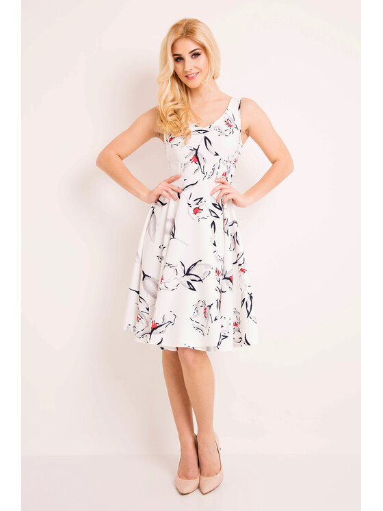 Awama Awama Koktejlové šaty L038 Écru Basic Fit