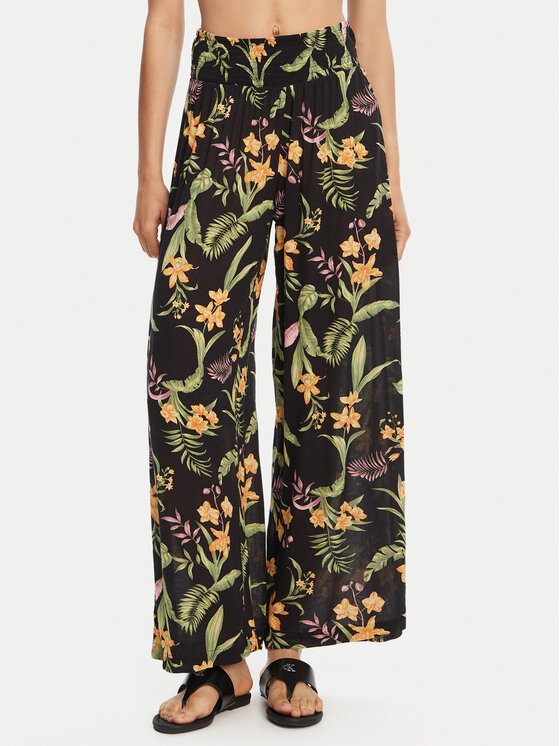 Roxy Roxy Pantaloni din material Along The Beach ERJX603439 Negru Regular Fit