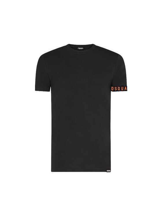 T-Shirt, rozmiar S, Czarne, T shirt Dsquared orange band
