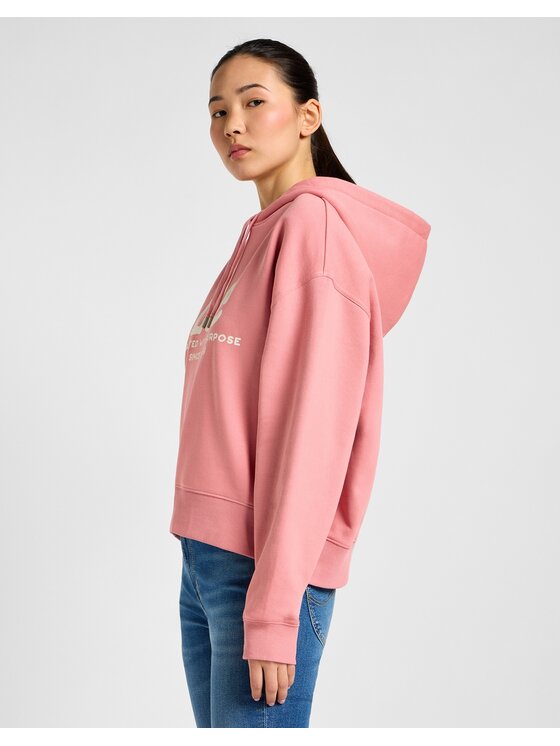 Lee Bluza Lee Logo Hoodie Różowy Relaxed Fit | Modivo.pl