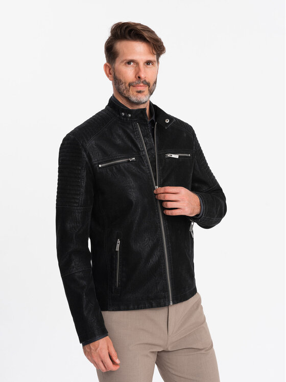 Ombre Ombre Kurtka bomber OM-JAFL-0197 Czarny Regular Fit