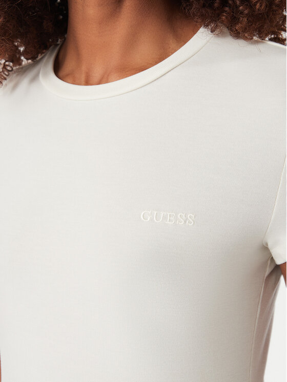 Guess Guess T-Shirt V6YI24 K4787 Kremowy Slim Fit