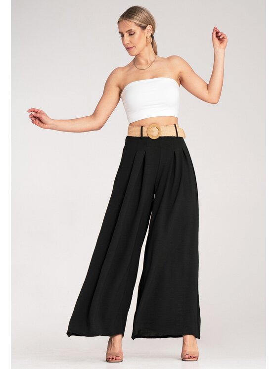 FIGL FIGL Bavlnené nohavice M1160 Čierna Loose Fit