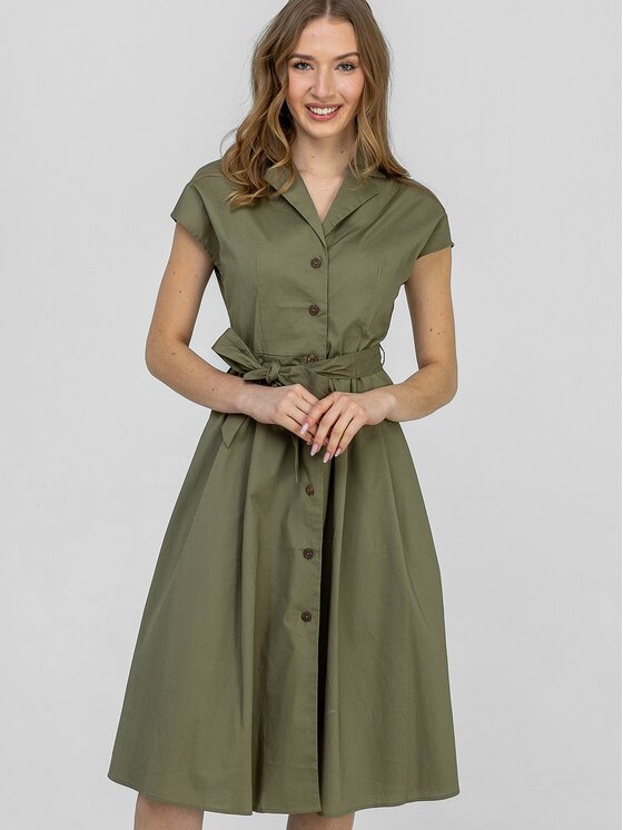Perso Perso Sukienka letnia RBE265135F Khaki Regular Fit