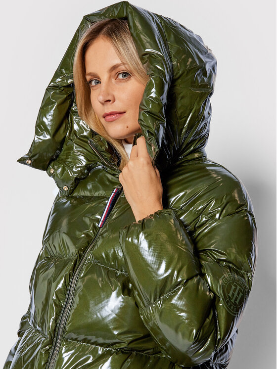 Tommy Hilfiger Tommy Hilfiger Пухено яке Glossy WW0WW32803 Зелен Regular Fit