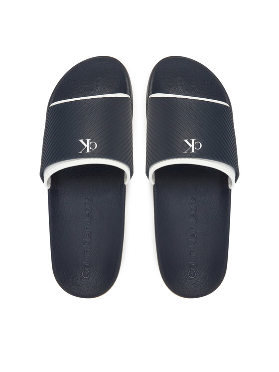 Calvin Klein Jeans Calvin Klein Jeans Klapki Slide Rubber Neoprene Text YM0YM01234 Granatowy