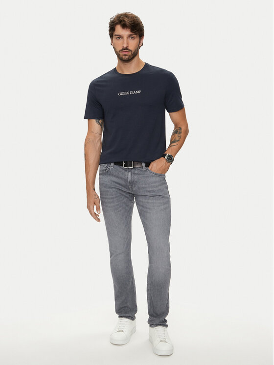 Guess Jeans Guess Jeans T-Shirt M4YI52 K8HM0 Tmavomodrá Slim Fit