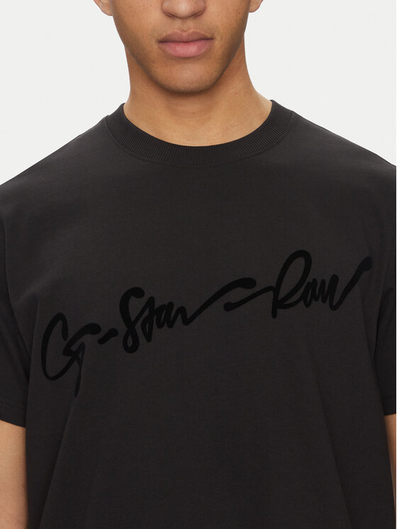 G-Star Raw G-Star Raw Tricou Floock G-Script D25148-C784 Negru Regular Fit