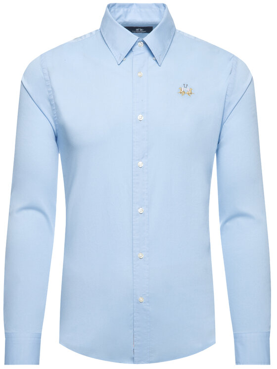 La Martina La Martina Camicia Poplin CCMC02 PP003 Celeste Slim Fit
