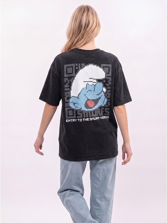 Smerfy Smerfy T-Shirt 132204 Czarny Oversize