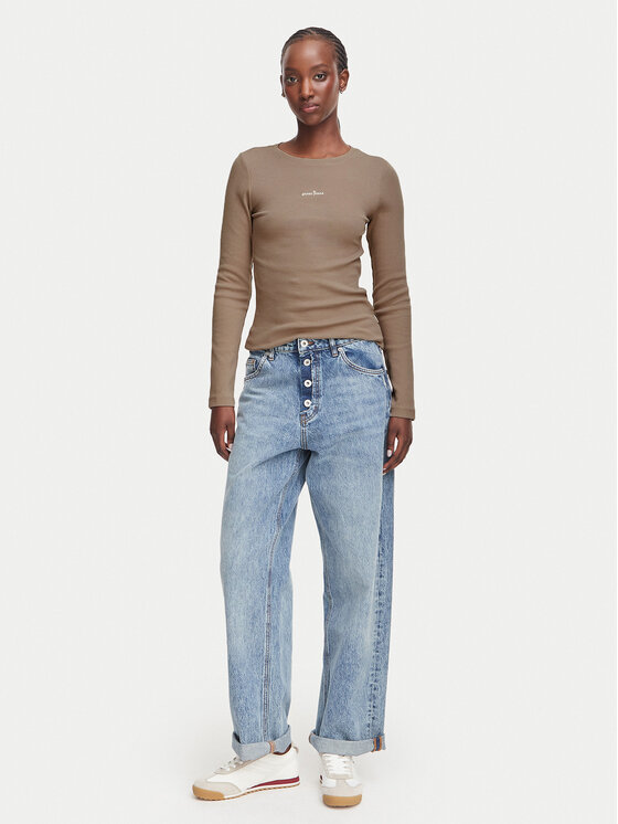 Guess Jeans Guess Jeans Bluzka W6YP14 K3821 Beżowy Slim Fit