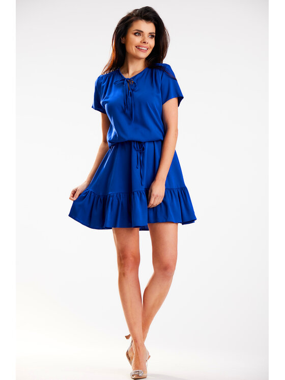 Awama Awama Sukienka letnia A575 Niebieski Basic Fit