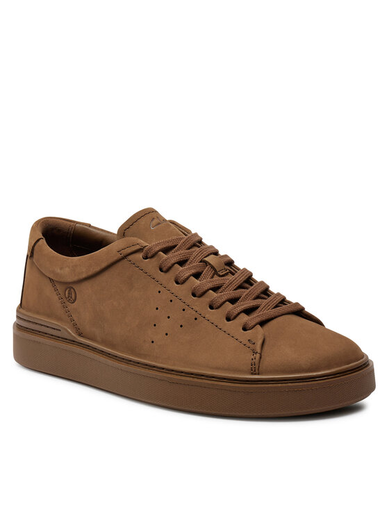 Clarks Courtlite Tie Sneakers voor heren, wit leer., 40 EU