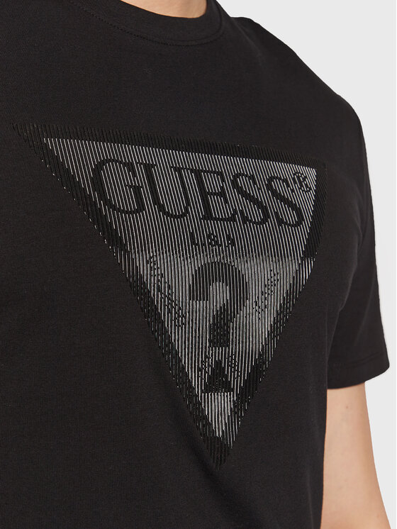 Guess Guess T-Shirt Shiny Gel Triangle M3GI33 J1314 Schwarz Slim Fit