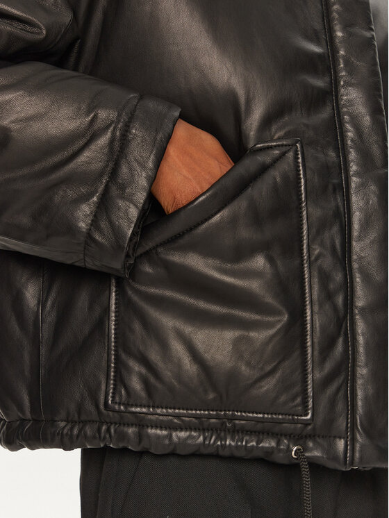 Serge Pariente Serge Pariente Geacă de piele Kaki Negru Relaxed Fit