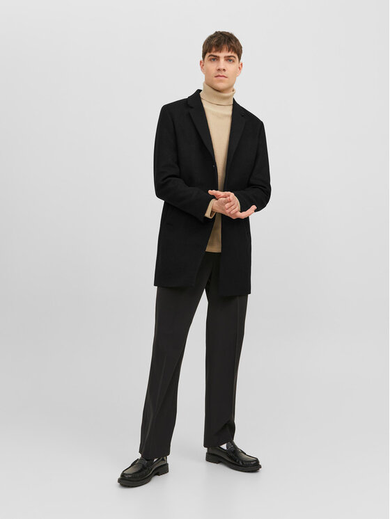 Jack&Jones Jack&Jones Płaszcz wełniany 12239008 Czarny Regular Fit