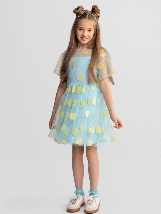 minoti minoti Sukienka elegancka 30DRESS172 Turkusowy Regular Fit