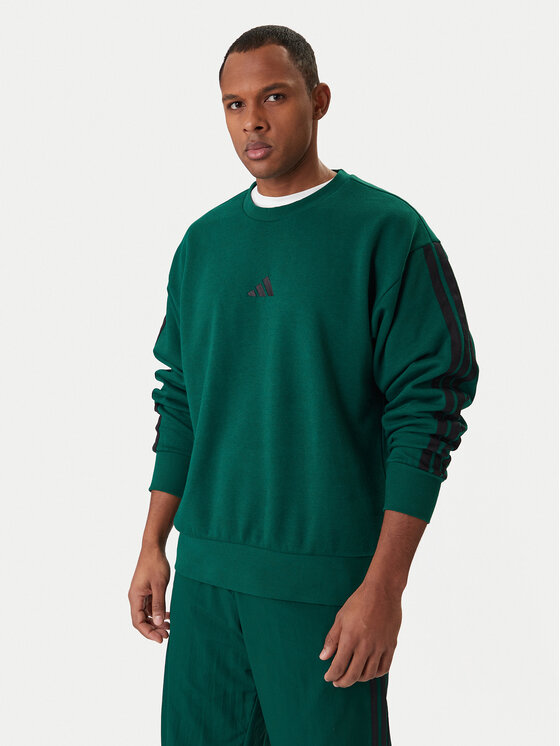 adidas Bluză Essentials 3-Stripes JE6306 Verde Regular Fit