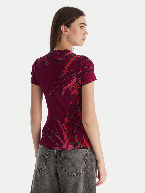 Desigual Desigual T-Shirt Lala 25WWTK16 Bordowy Regular Fit