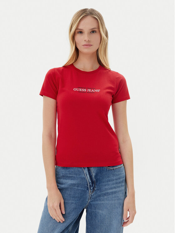 Guess Jeans Guess Jeans T-Shirt W5RI4 2K8HM0 Červená Regular Fit