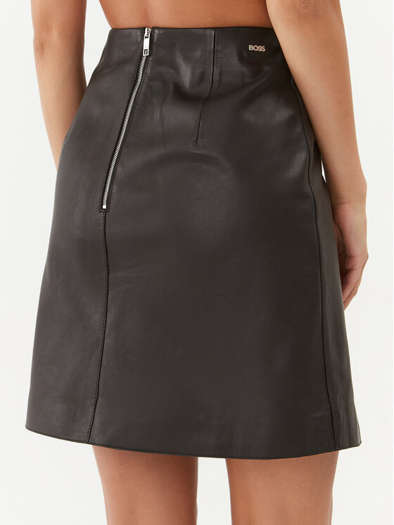 BOSS Boss Fustă din piele Seminta 50495166 Negru Regular Fit