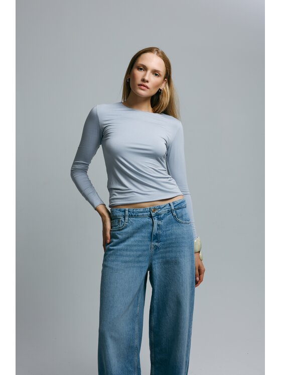 LAGOM LAGOM Longsleeve Dopasowany Błękitny Regular Fit