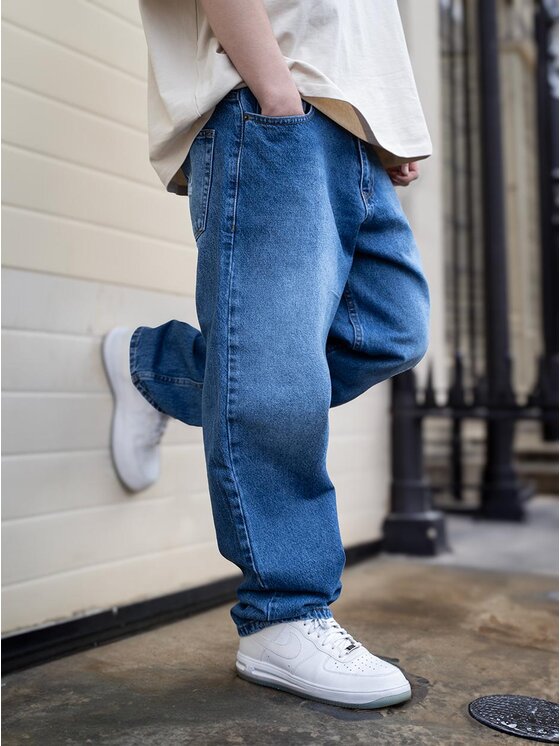 Jigga Wear Jigga Wear Jeansy Spodnie Jeansowe Baggy Męskie Niebieskie Jigga Wear Crown copy XL Niebieski Baggy Fit