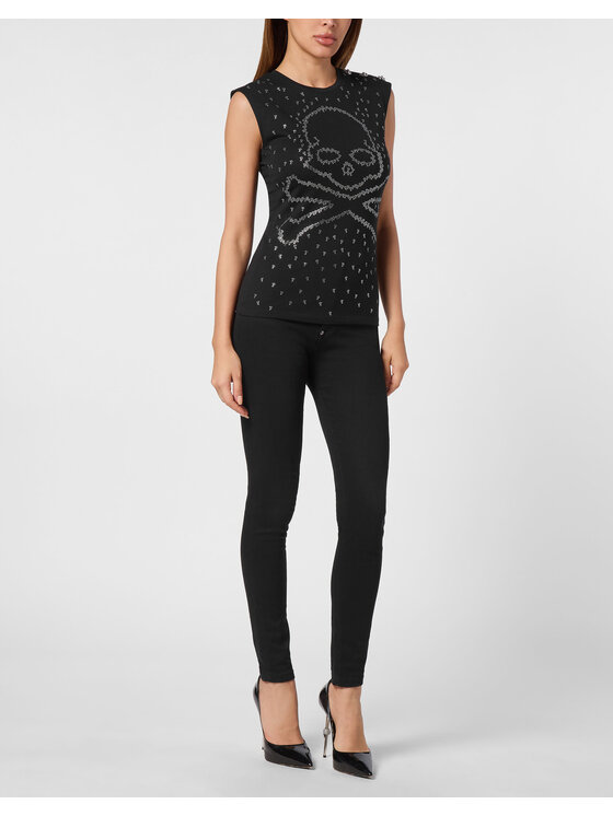 PHILIPP PLEIN PHILIPP PLEIN Tank top 14755 Čierna Skin Tight Fit