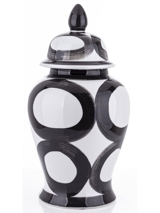 MIAhome MIAhome Pojemnik Ceramiczny Amfora Ceramiczna Black White 47 cm Czarny