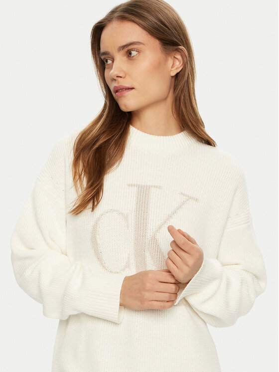 Calvin Klein Jeans Calvin Klein Jeans Sweter Intrasia J20J224799 Écru Relaxed Fit