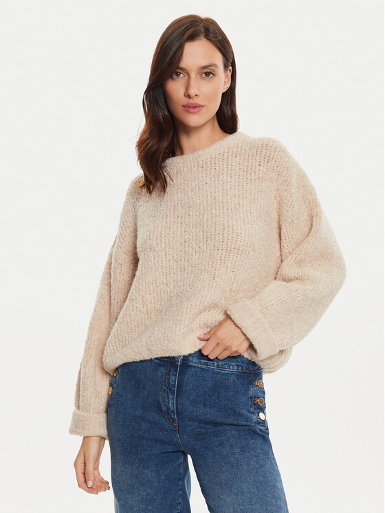 American Vintage Pulover ZOL18AH24 Bej Loose Fit