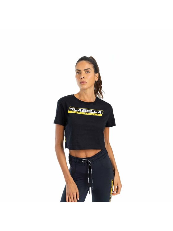 LaBellaMafia LaBellaMafia Top LABELLAMAFIA CROPPED ESSENTIALS BLACK Czarny Regular Fit