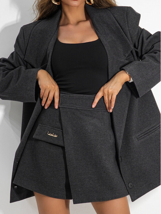 LilaLou LilaLou Marynarka Sabrina Szary ciemny Oversize