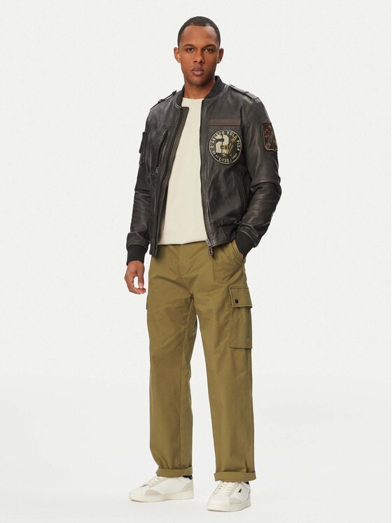 Aeronautica Militare Aeronautica Militare Kurtka skórzana 261PN5055U100839 Czarny Regular Fit