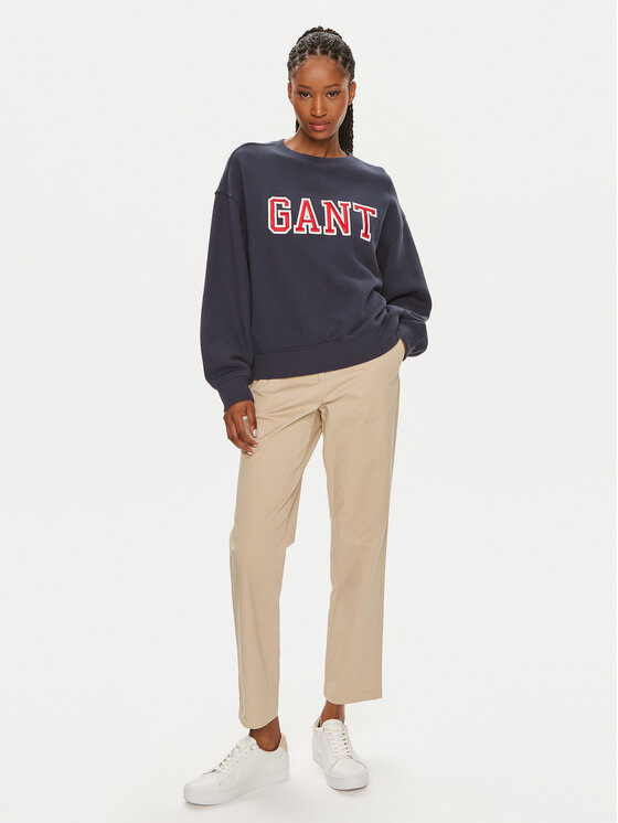 Gant Gant Pulóver Logo 4200840 Sötétkék Relaxed Fit