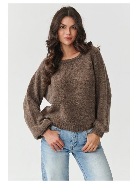Makadamia Makadamia Sweter S168 Brązowy Boxy Fit