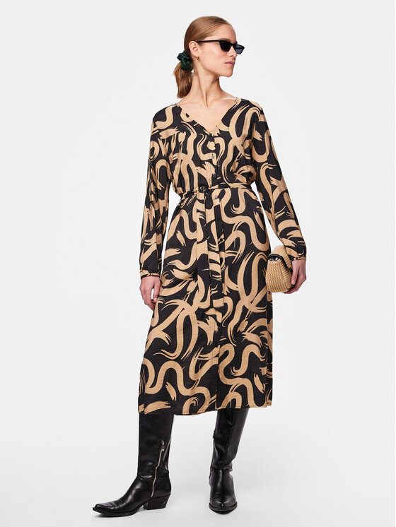 Pieces Pieces Košilové šaty Merita 17147634 Béžová Regular Fit